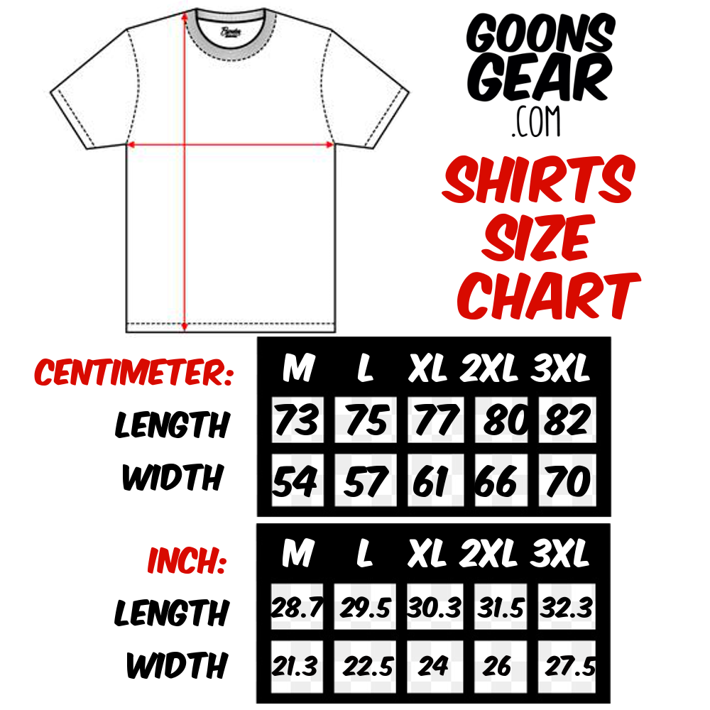 shirts size chart BULLET PROOF