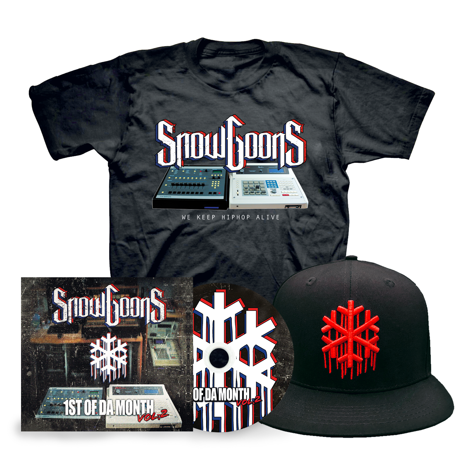 snowgoons cap hat cd tshirt bundle goonsgear wekeephiphopalive sp1200 1stofdamonth merch hiphop