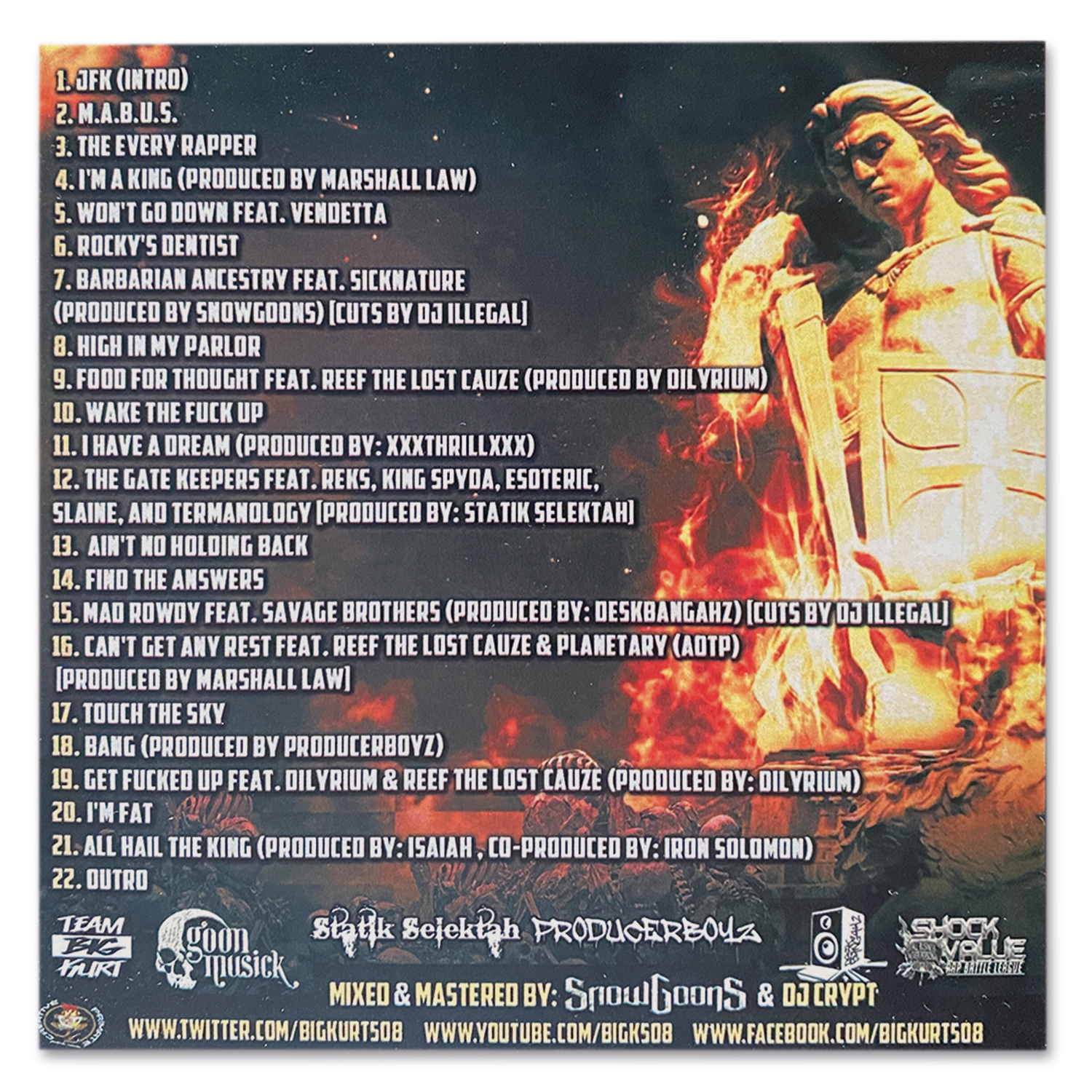 BIG KURT M.A.B.U.S. CD Tracklist Goonsgear