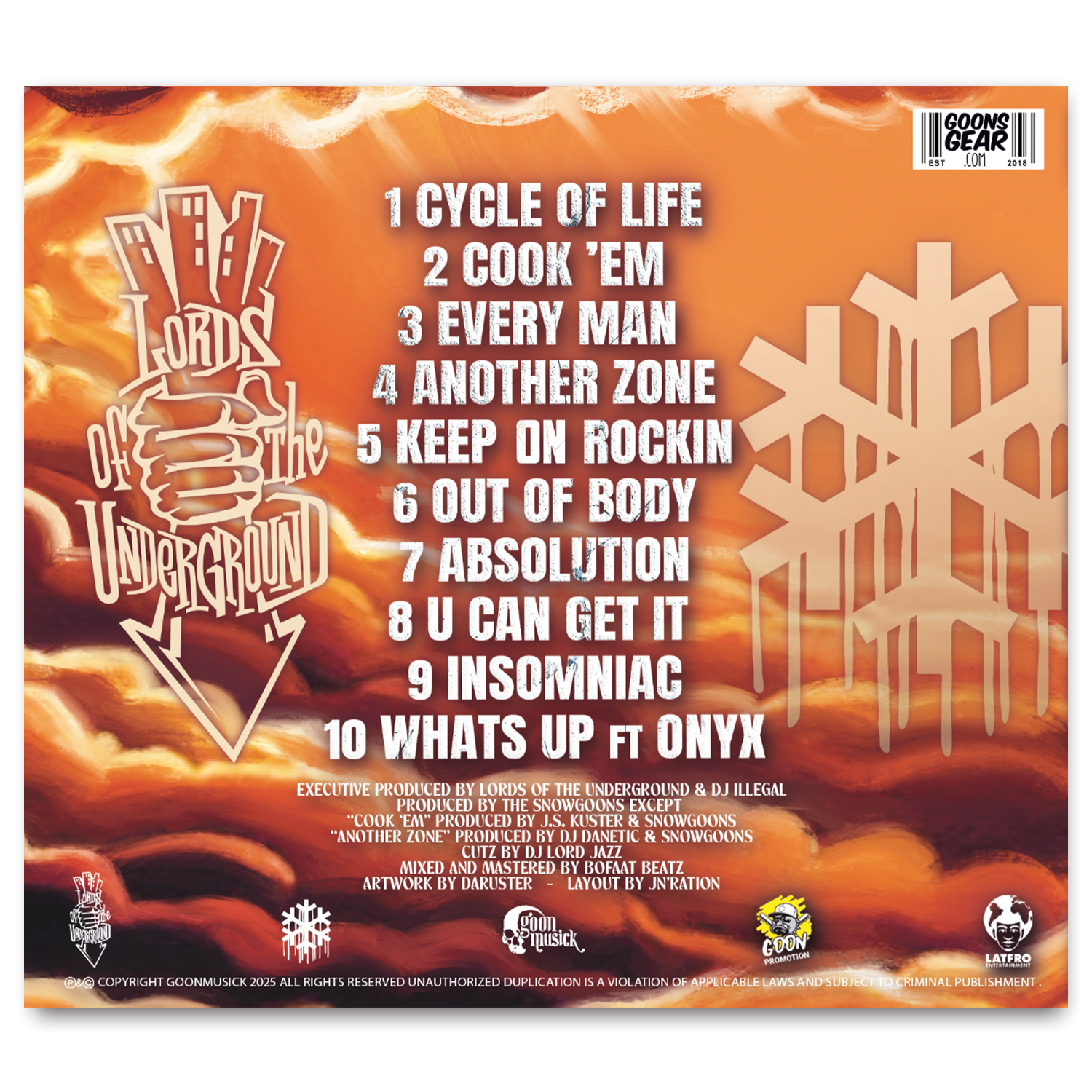 Lords of the underground x Snowgoons - so legendary CD Tracklist - GoonsGear