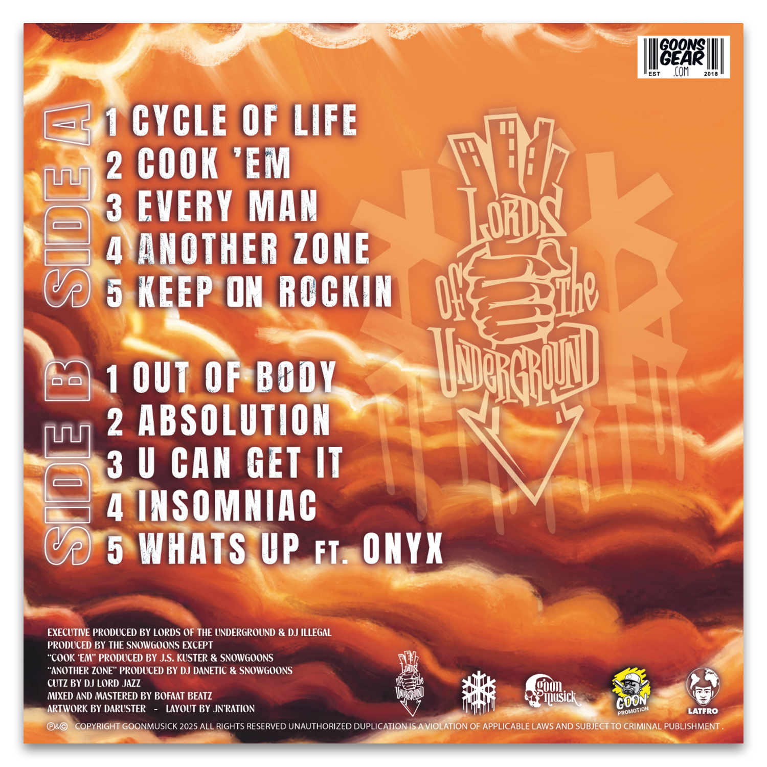 Lords of the underground x Snowgoons - so legendary Vinyl Tracklist - GoonsGear