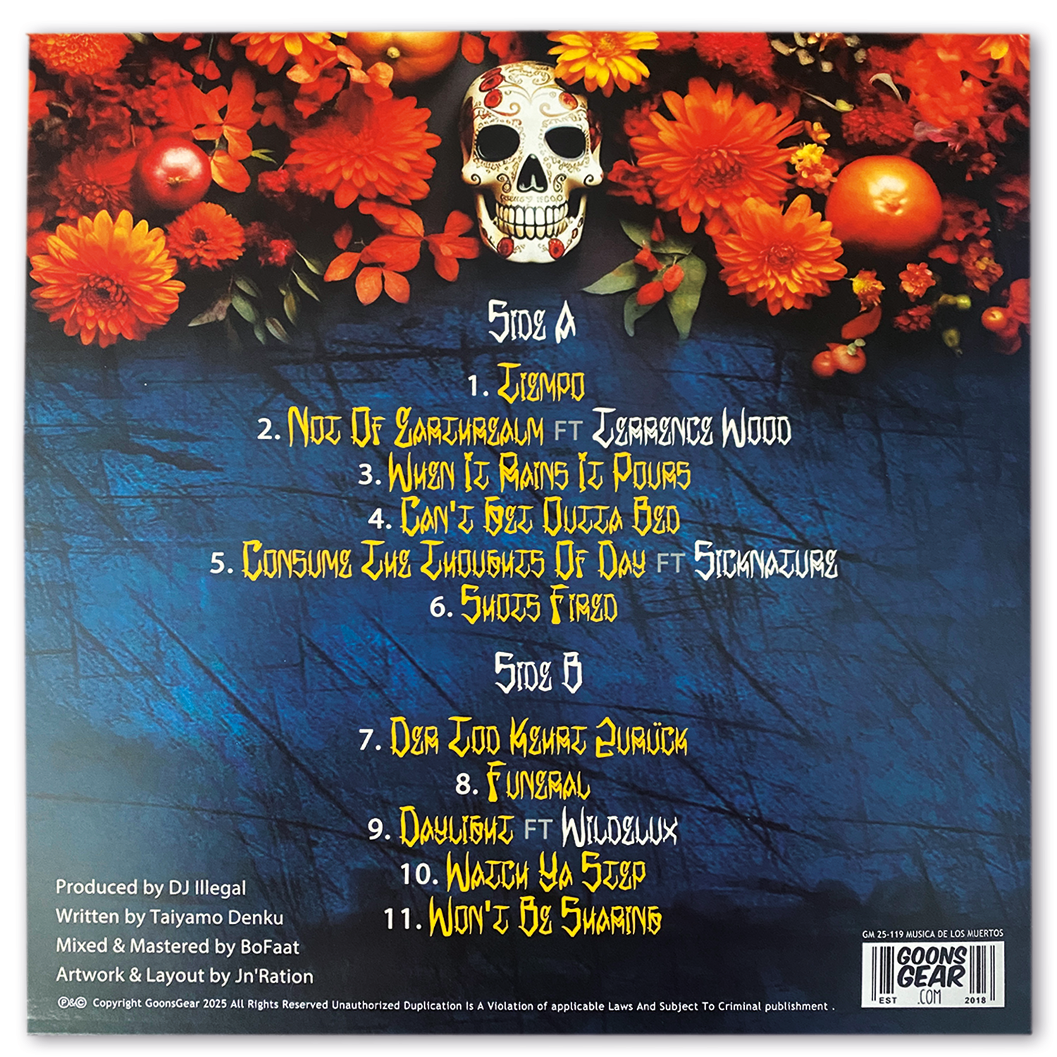 DJ Illegal x Taiyamo Denku - Musica de Los Muertos 2 tracklist Vinyl Goonsgear